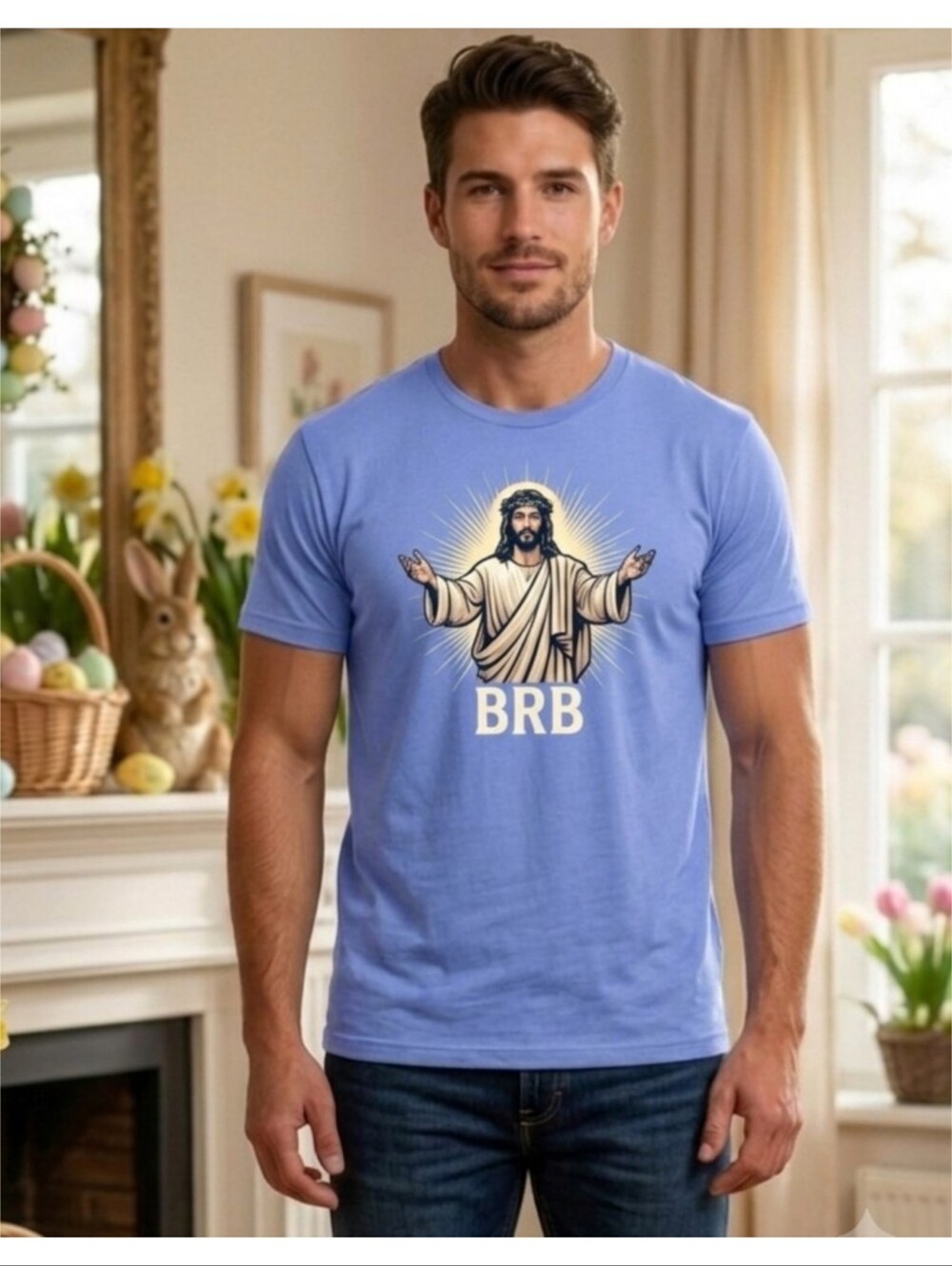 Tipsy Elves BRB Easter Tee Blue Size 3X